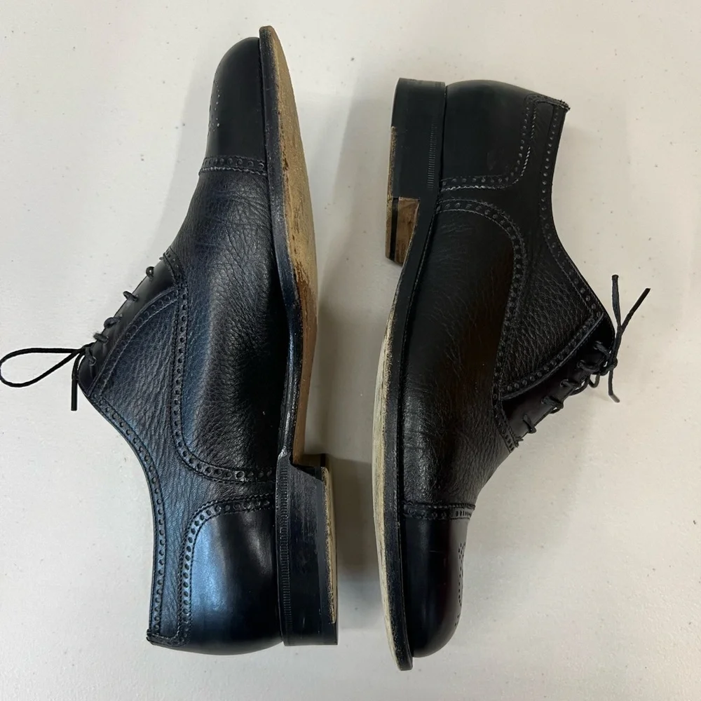 Bruno‎ Magli Charles Oxford Black Leather Shoes Size 8W